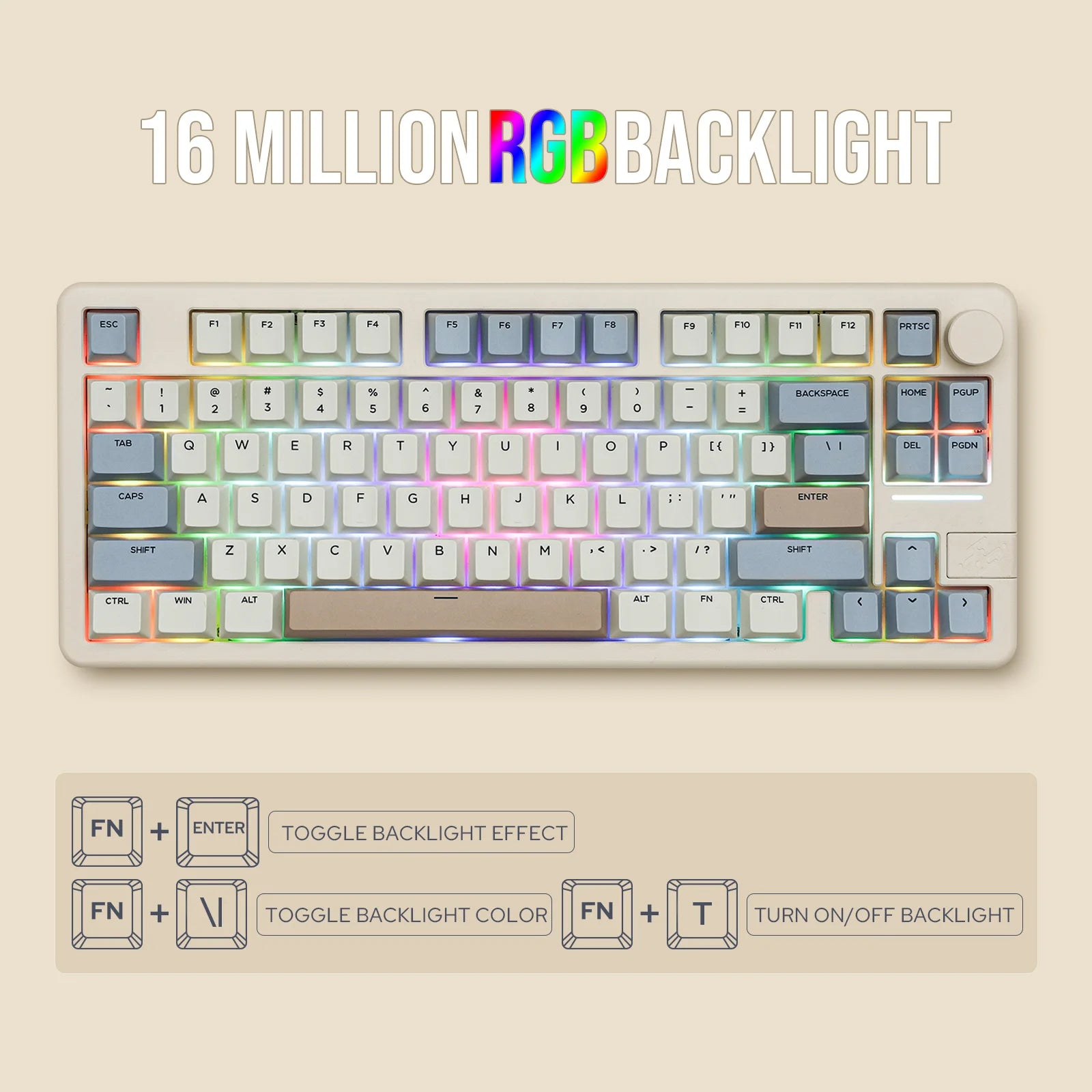 EPOMAKER Galaxy 70 75% ANSI US Layout Gasket Tri-mode Wireless Mechanical Gaming Keyboard with RGB Backlight & 4000mah Battery