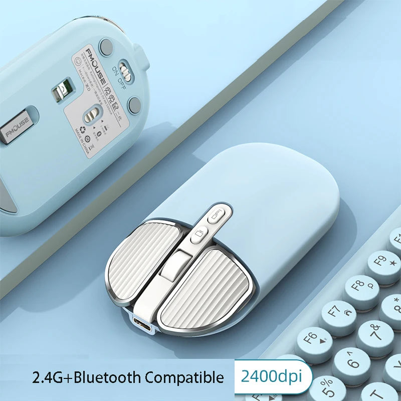 Mini Mouse 2.4G Wireless Bluetooth-compatible Cute Mute Mouse for Macbook Rechargeable Mouse for PC Laptop Office Gaming Mice