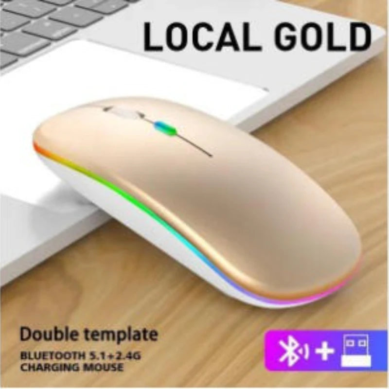 Bluetooth Wireless Mouse for Computer PC Laptop IPad Tablet with RGB Backlight Mice Ergonomic Rechargeable USB Mouse