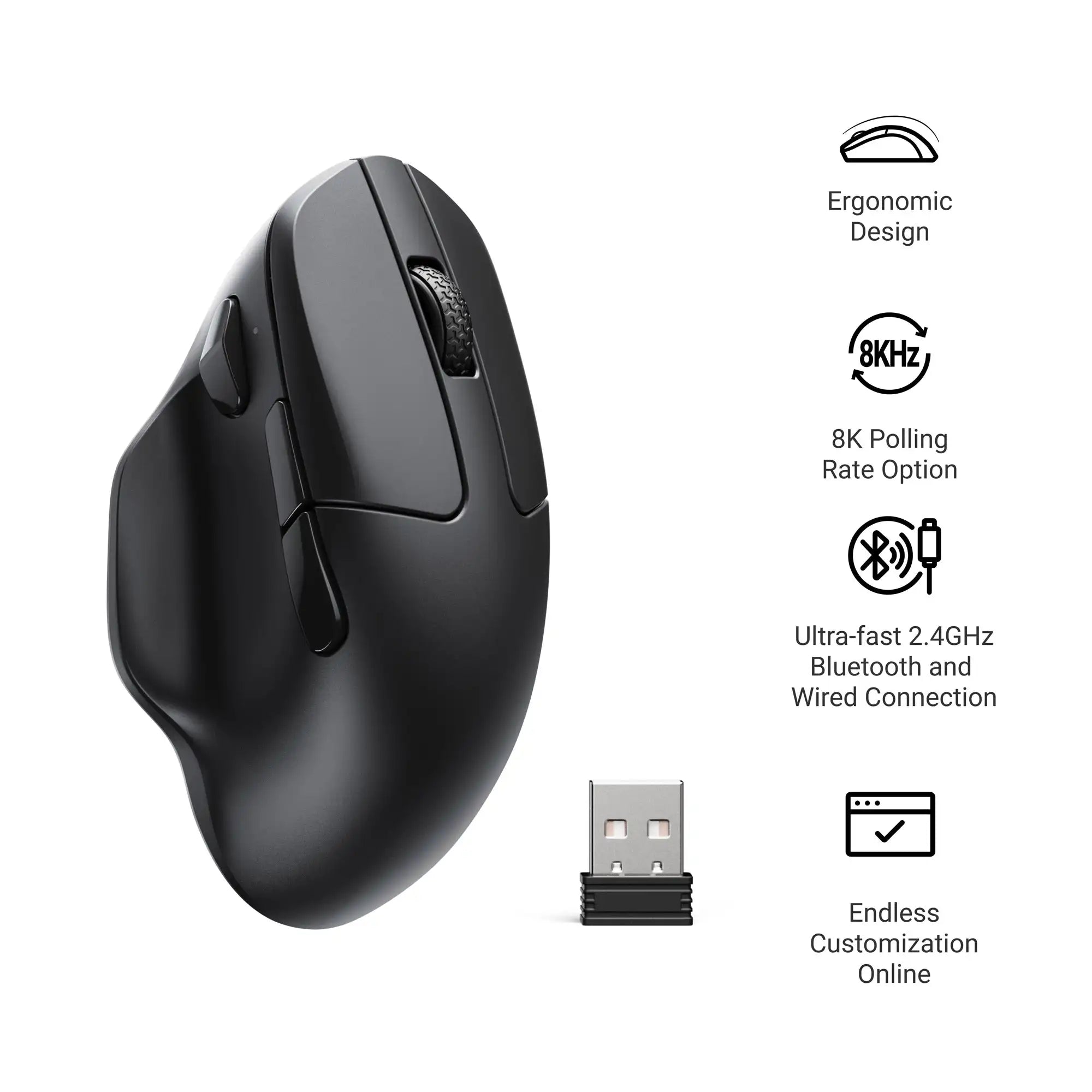 Keychron M7 Wireless Optical Mouse 2.4GHz & Bluetooth & Type-C Mice Lightweight Ergonomic Design