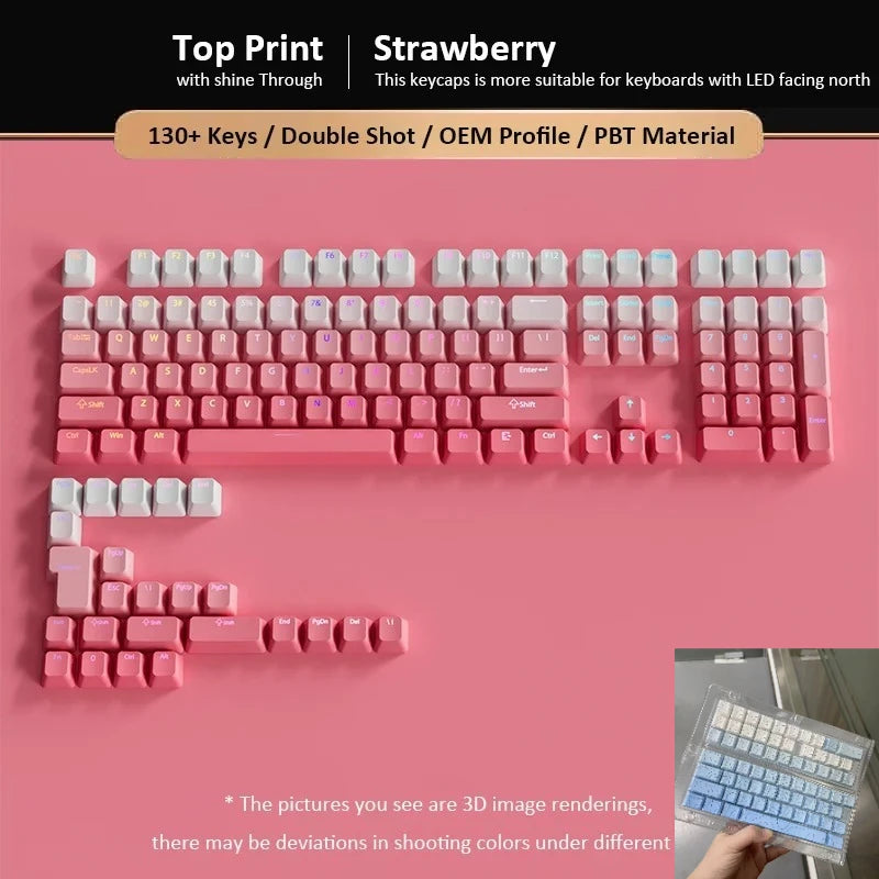133+ Keys OEM Profile Gradient Keycaps For Cherry Mx Switch Mechanical Gamer Keyboard PBT backlit RGB Keycap ISO Layout Key caps