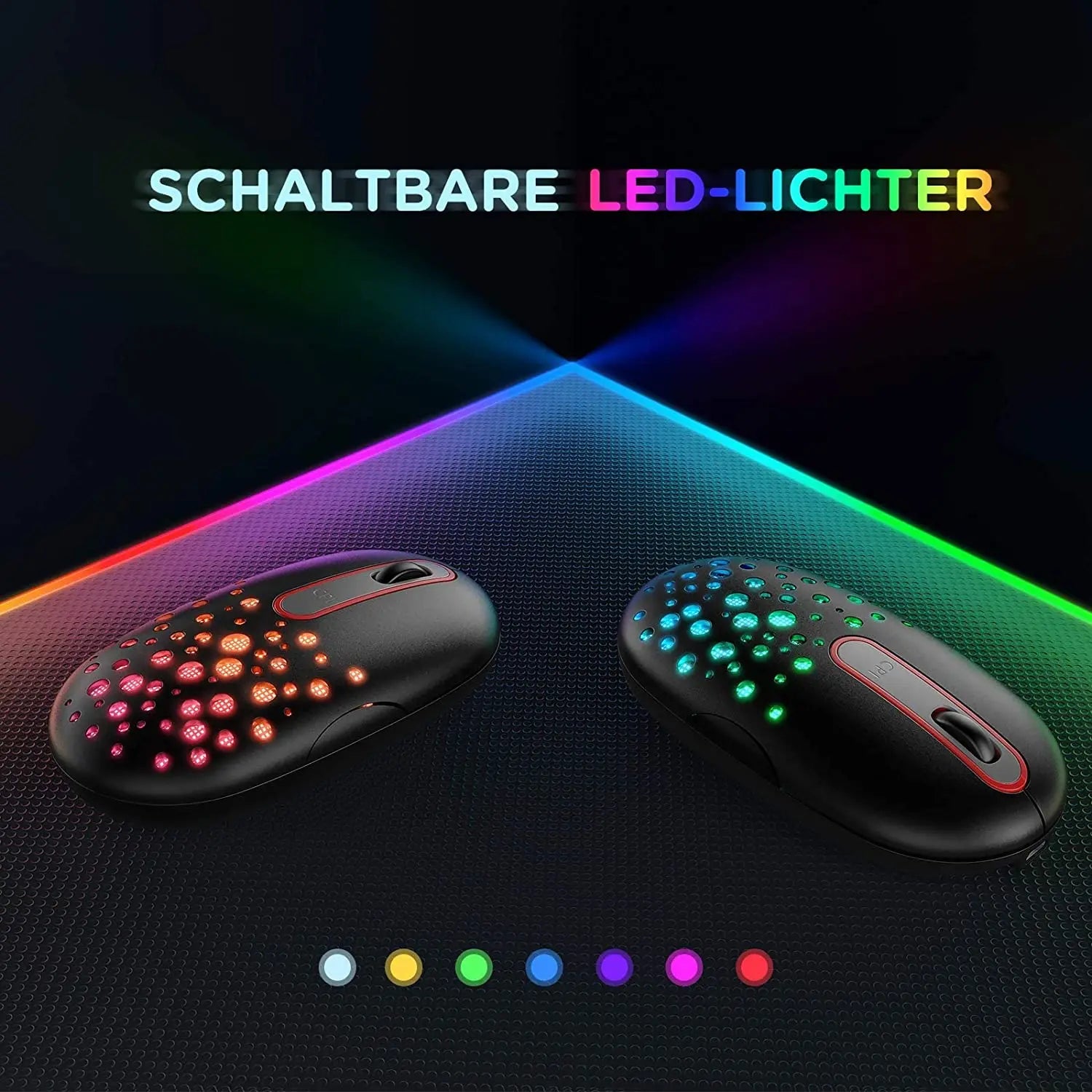 Rechargeable Wireless Mouse 7 Colors LED Backlit Mouse Protable Slim Mini 2.4g Usb Cute Mice for Office Computer Laptop