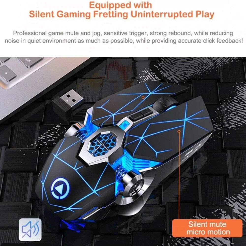 Wireless Optical 2.4G USB Gaming Mouse 1600DPI 7 Color LED Backlit Rechargeable Silent Mice For PC Laptop
