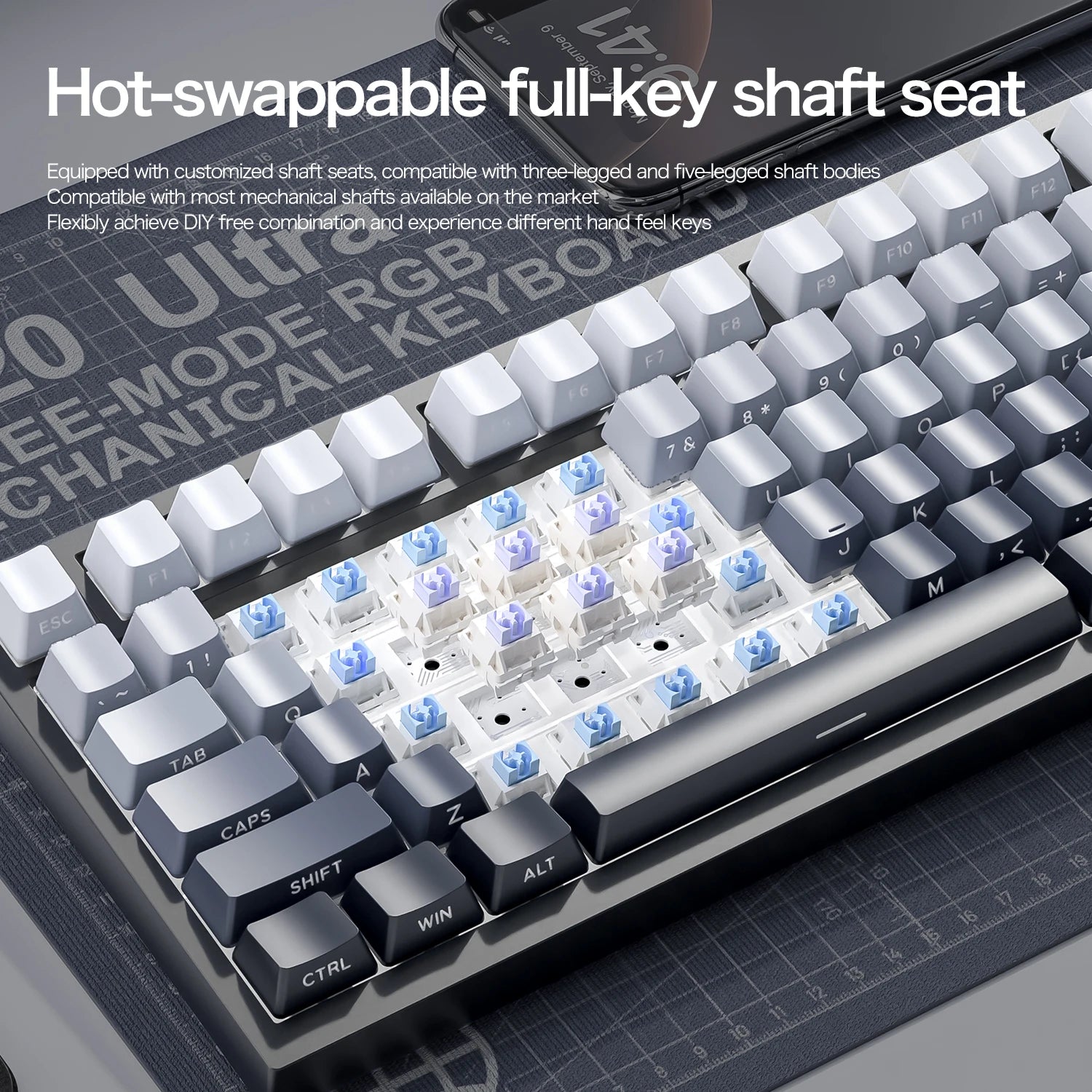 ATTACK SHARK X820 Ultra 75% Gasket-Mounte Wireless Mechanical Keyboard, Bluetooth/2.4G Wireless/Wired Mechanical Keyboard