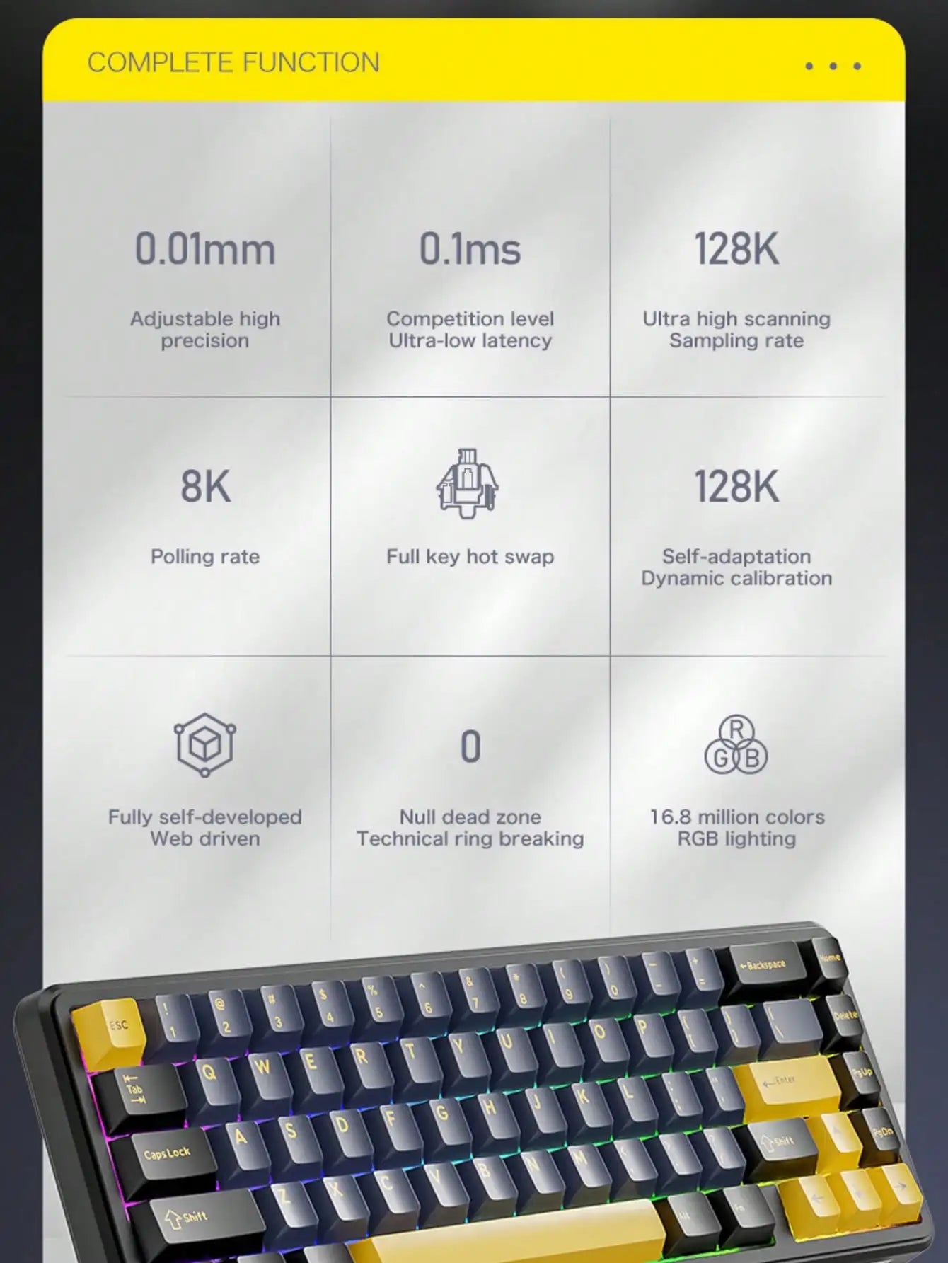 X65HE magnetic axis mechanical keyboard contour side engraved wired RGB low latency 8K polling rate magnetic axis