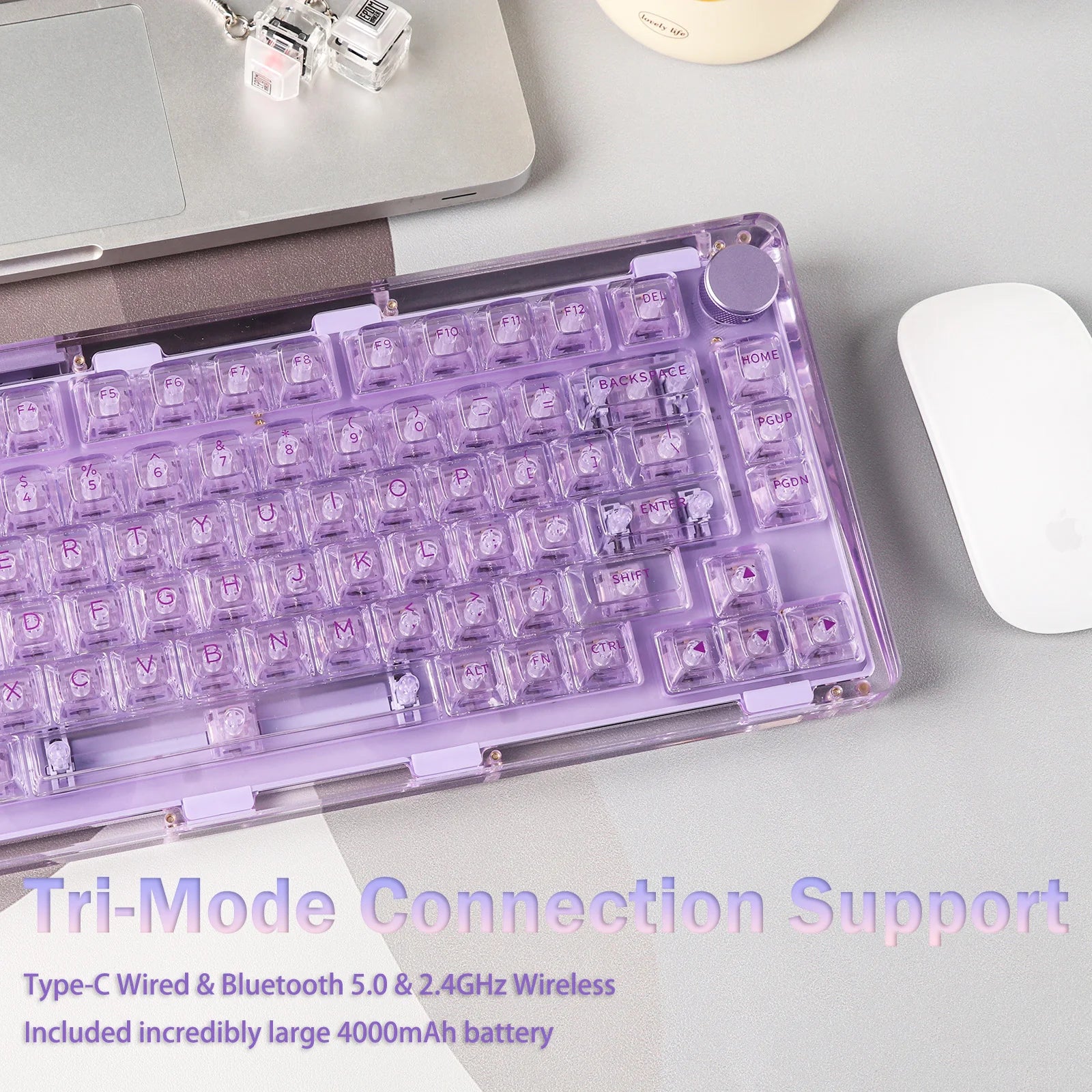 KiiBOOM Phantom 81 V2 Upgraded Crystal Gasket-Mounted Wired/Bluetooth5.0/2.4GHz Wireless Hot-Swappable Mechanical Keyboard