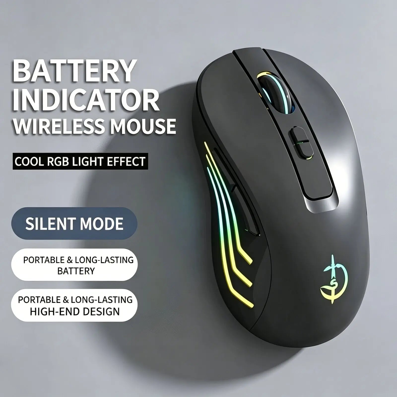 RGB Luminous Bluetooth Dual Mode Mouse 2.4G Wireless Rechargeable Power Digital Display 2400 DPI Gaming Computer Mice Office