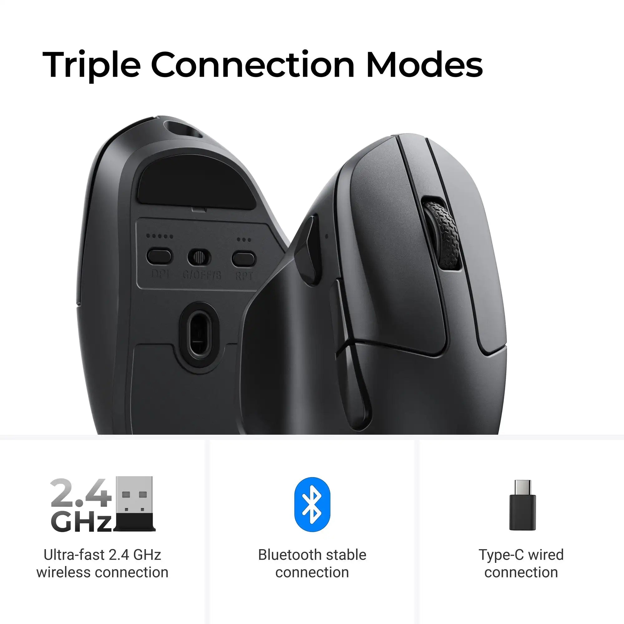 Keychron M7 Wireless Optical Mouse 2.4GHz & Bluetooth & Type-C Mice Lightweight Ergonomic Design