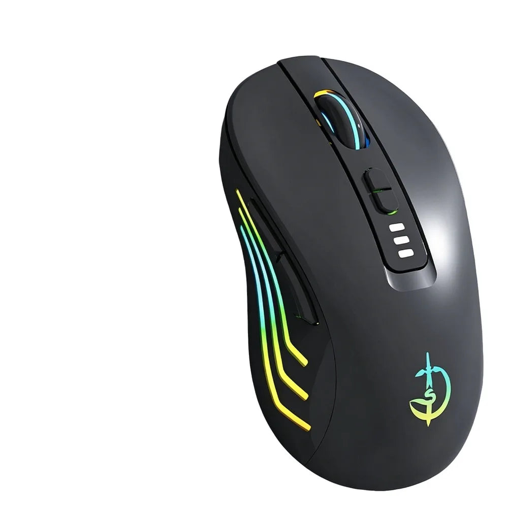RGB Luminous Bluetooth Dual Mode Mouse 2.4G Wireless Rechargeable Power Digital Display 2400 DPI Gaming Computer Mice Office