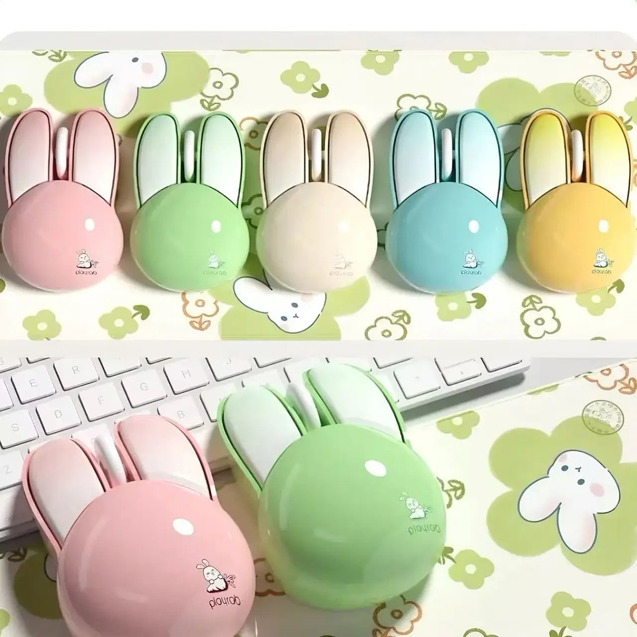 Cute Rabbit Wireless Mouse Portable Silent Mice High Appearance Universal for Laptop iPad Tablet Phone Girls Mini Wireless Mouse