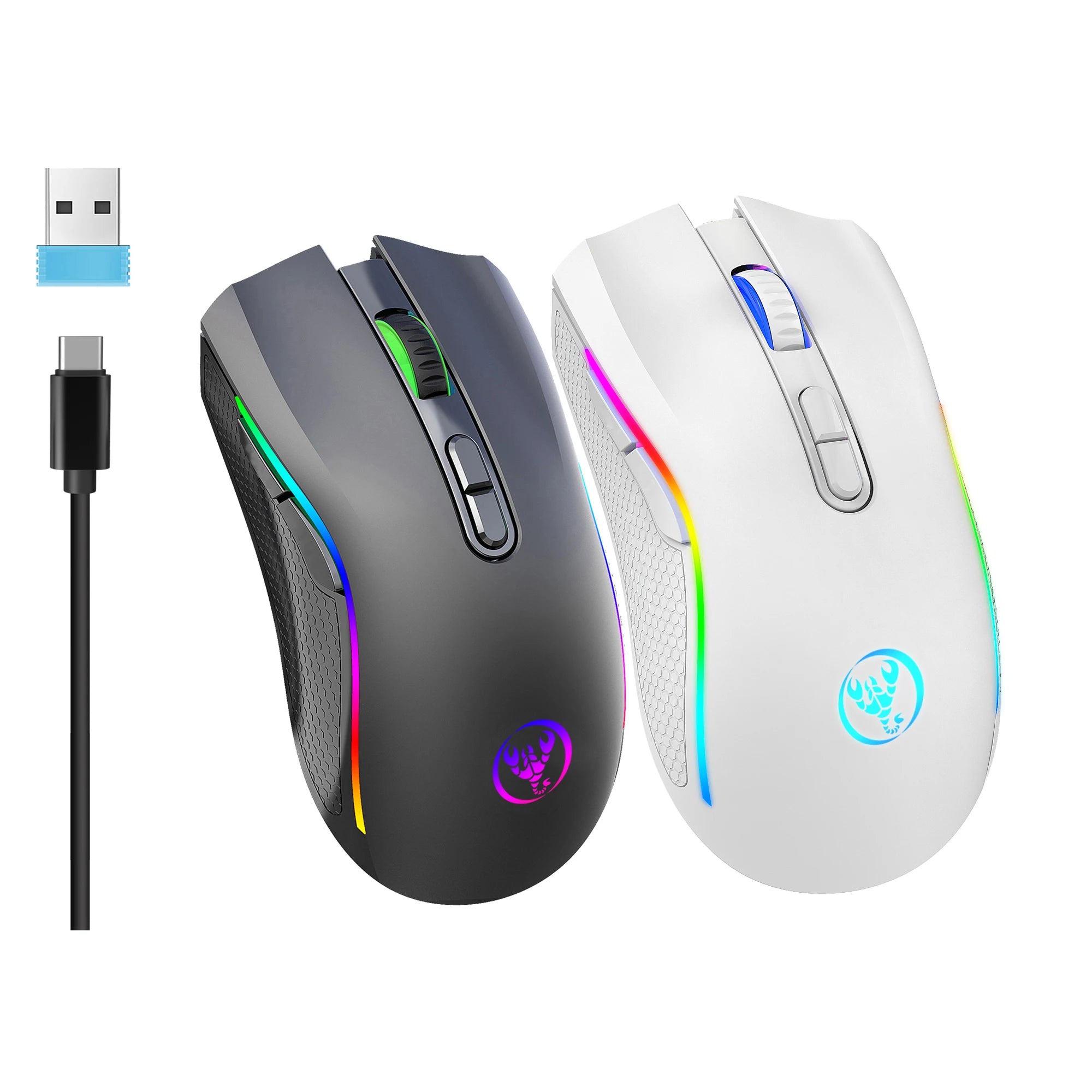 Rechargeable 2.4G Wireless RGB Gaming Mouse Ergonomic Gaming Ba...