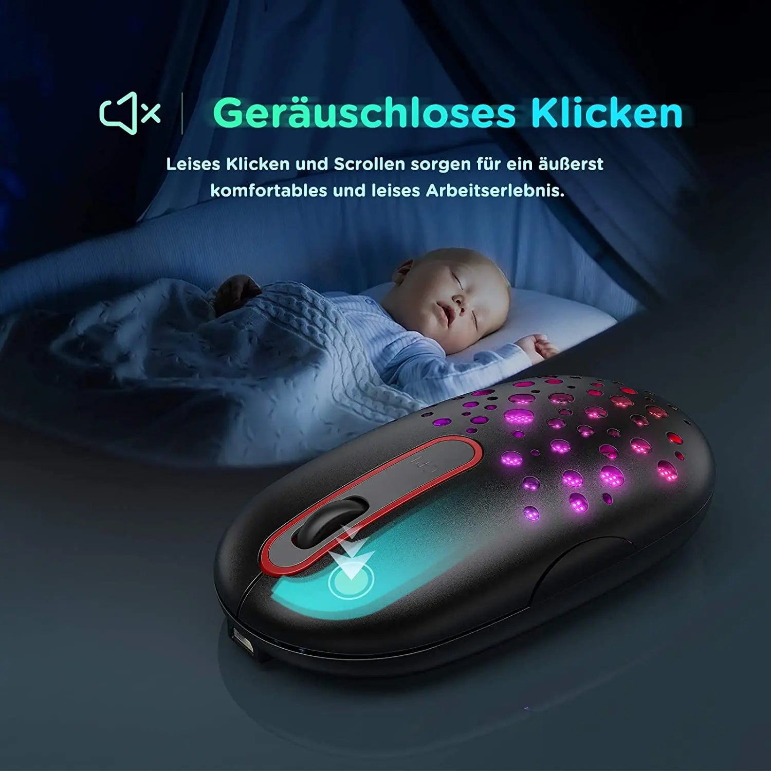 Rechargeable Wireless Mouse 7 Colors LED Backlit Mouse Protable Slim Mini 2.4g Usb Cute Mice for Office Computer Laptop