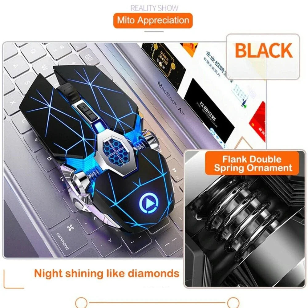Wireless Optical 2.4G USB Gaming Mouse 1600DPI 7 Color LED Backlit Rechargeable Silent Mice For PC Laptop