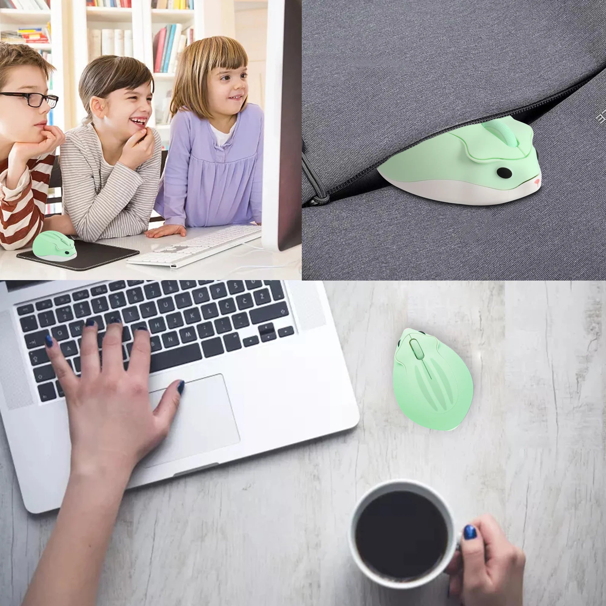 Wireless 2.4G Mouse Cute Hamster Appearance Mause Mute Button Light Weight Portable Mice Compatible Office Use Kid' Toy