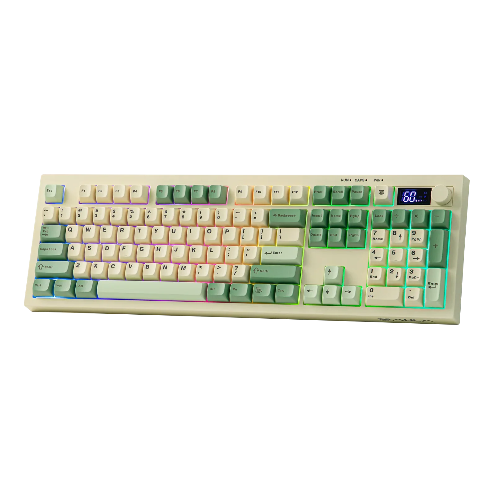 AULA S102 PRO Wireless Membrane Keyboard Full Size ANSI US Silent TFT Screen Volume Knob 2000mAh Battery for Gaming PC Laptop