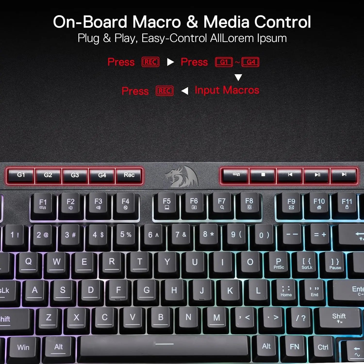 Redragon K515 Shiva Wired RGB Membrane Gaming Keyboard, 98 Keys Mechanical-Feel Keyboard w/Smooth Linear Switch